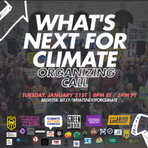 Mass organizing call on What's Next for Climate